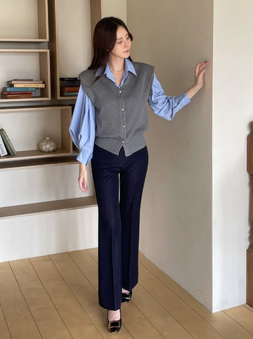 Billion V-neck Button Knit Cardigan Vest